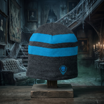 Fleece Lined Embroidered Beanie – Turquoise/Grey